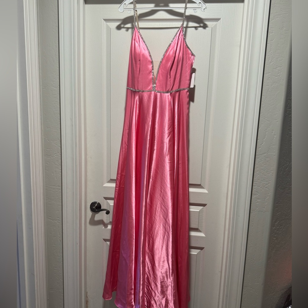 David's Bridal Pink Satin Prom Dress